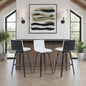 Armen Living Vienna Modern Swivel 30" Bar Height Barstool with White Faux Leather and Black Wood Finish