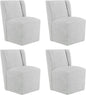 Upholstered Dining Chair with Casters Wingback Modern Side Armless Deskchair with Rollers for Diningroom Bedroom Livingroom Reading Room,Light Grey,4 Box