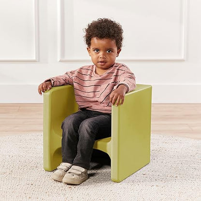 ECR4Kids Tri-Me Table and Cube Chair Set, Multipurpose Furniture, Fern Green, 3-Piece