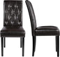 Yaheetech Dining Chairs Set of 2 Modern Style Faux Leather Dining Room Chairs with Solid Wood Legs and Button Tufted Padded for Home Kitchen, Brown