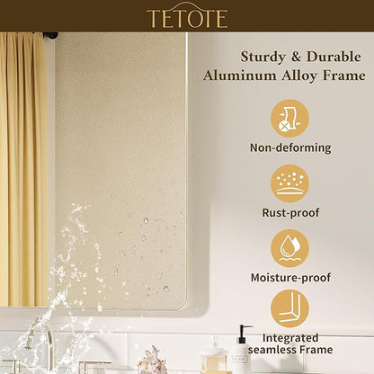 TETOTE 72 x 36 Inch Brushed Nickel Mirror Metal Framed Bathroom Mirror, Tempered Glass, Modern Farmhouse Wall Mounted Mirror for Decorative(Horizontal/Vertical)