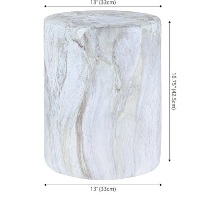 JONATHAN Y TBL1101B Troy 16" Modern Minimalist Faux Marble Column Indoor/Outdoor Indoor/Outdoor Accent Table Modern, Contemporary, Minimalist, Transitional for Living Room, Garden, Patio, Gray/Gold