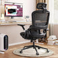 Monhey Office Chair Ergonomic Desk Chair with Lumbar Support&Headrest&Flip-up Arms Height Adjustable Rocking Swivel High Back Computer Chair Warm Taupe Mesh Study Chair (04black)