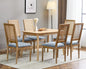 Merax Upholstered Solid Wood Dining Chairs Set of 6, French Country Style Accent Side Seating Furniture for Kitchen, Living Room, Wicker Back, Slate Blue