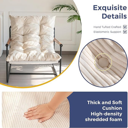 MAXYOYO Modern Accent Chair, Comfy Living Room Chair with Metal Frame Wooden Armrest, Upholstered Armchair with Soft Cushion for Bedroom Balcony Lounge Reading Room, Beige