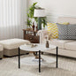 Round Coffee Table, 27.6" Circle Coffee Table for Living Room, 2-Tier Wood Accent Center Table with Open Storage Industrial Design Home Furniture, White