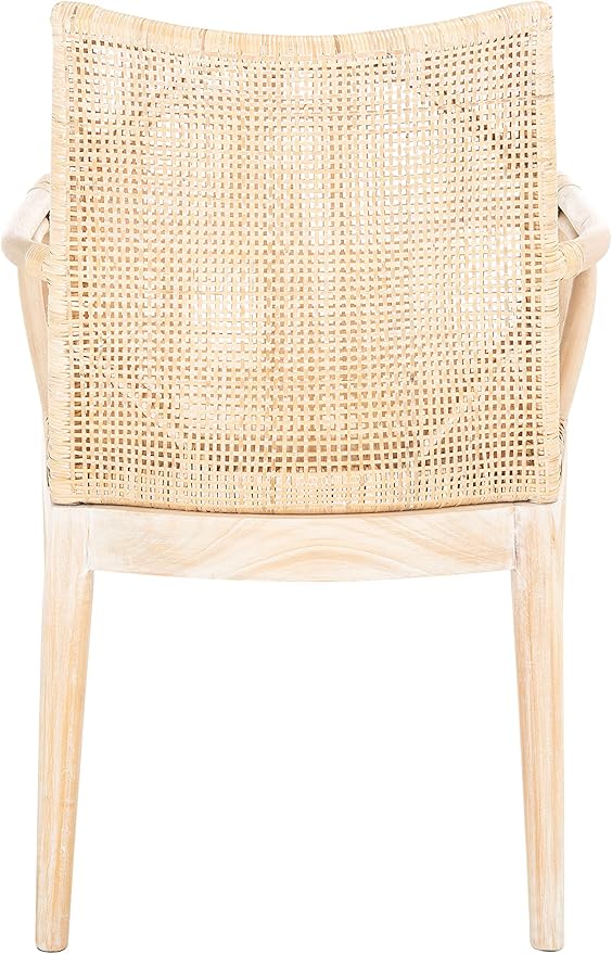 SAFAVIEH Home Collection Gianni Natural Wash/White Cushion Living Dining Room Bedroom Office Foyer Arm Chair SEA4011B