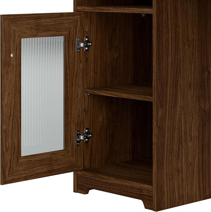 Bush Furniture Cabot L Shaped Desk with Hutch | Corner Desk with Storage for Home Office in Modern Walnut | 60W L Shaped Computer Desk
