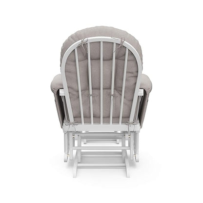 Storkcraft Premium Hoop Glider & Ottoman (White/Taupe Swirl) — GREENGUARD Gold Certified Nursery Glider, Solid Wood Craftsmanship, Smooth-Gliding Nursery Chair and Ottoman, Award-Winning