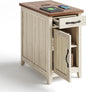 LINSY HOME Farmhouse End Table with Charging Station, Narrow Side Table for Living Room, Sofa Side Table with Drawer and Storage Cabinet, Small Nightstand for Home Office