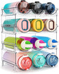 Water Bottle Organizer for Cabinet, 4 Pack Water Bottle Organization and Storage Shelf, Plastic Water Bottle Holder Rack for Fridge, Kitchen, Desktop