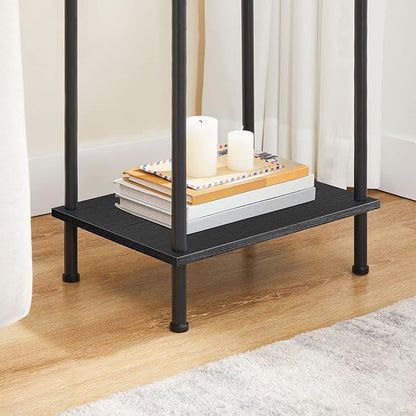 HOOBRO Side Table with Charging Station, End Table with USB Port and Outlets, Nightstand with 2-Layer Storage Shelves for Small Spaces, Living Room, Bedroom, Black BK09UBZ01