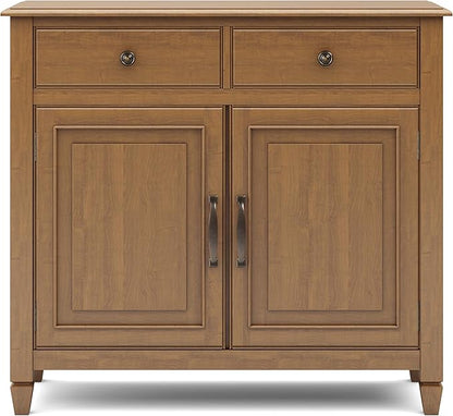 SIMPLIHOME Connaught 40-inch Wide Solid Wood Storage Cabinet in Light Golden Brown for Entryway, Living Room , Organizer for Hats, Gloves, Shoes, Keys, Slim Design, Traditional Style