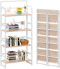4NM No Assembly Folding Bookshelf, 4-Shelf 54" H Collapsible Foldable Bookcase Storage for Small Spaces, Natural White