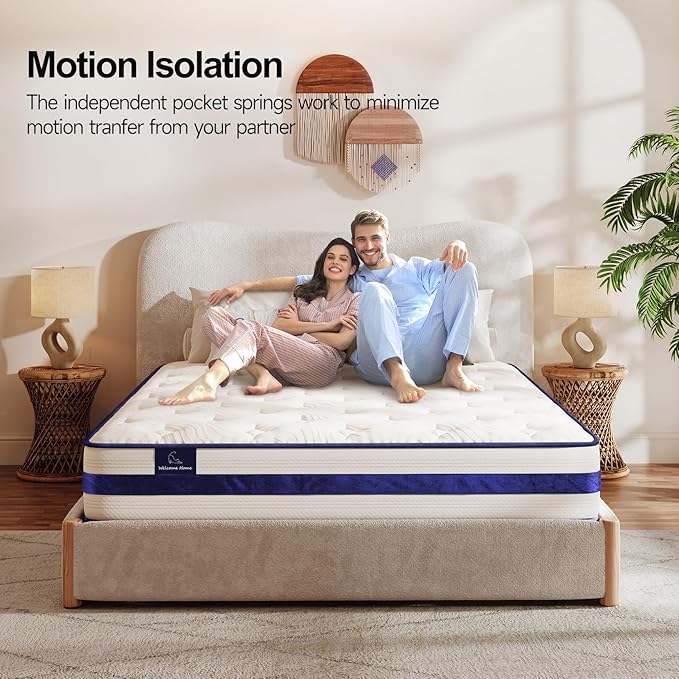 Twin XL Mattress 12 Inch-Hybrid Mattress in a Box-Individual Pocket Springs with Breathable Memory Foam College Dorm Room Essentials-Extra Long Twin Size Bed-Medium Firm Feel for Youth and Kids