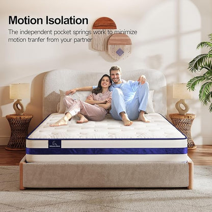 Twin XL Mattress 12 Inch-Hybrid Mattress in a Box-Individual Pocket Springs with Breathable Memory Foam College Dorm Room Essentials-Extra Long Twin Size Bed-Medium Firm Feel for Youth and Kids