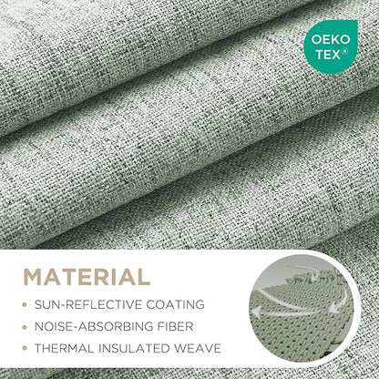 Joydeco 100% Blackout Curtains for Bedroom - Natural Linen Curtains 37" W x 90" L Long, Thermal Insulated 2 Panels Light Blocking Drapes, Rod Pocket & Back Tabs, Darkening Privacy for Living Room