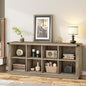 GarveeHome 8 Cube Storage Organizer Bookshelf, Farmhouse Horizontal Bookcase, 62 Inch Wood Storage Bookcase for Entryway, Long Low Bookshelves for Living Room (Grey, 8 Cube)