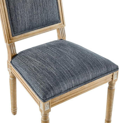 Merax Upholstered Solid Wood Dining Chairs Set of 6, French Country Style Accent Side Seating Furniture for Kitchen, Living Room, Cushioned Back, Blue Gray