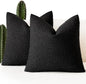 Foindtower Set of 2, Decorative Textured Boucle Throw Pillow Covers Accent Solid Pillow Cases Neutral Soft Cozy Couch Cushion Case for Chair Sofa Bedroom Living Room Home Decor 18 x 18 Inch Black
