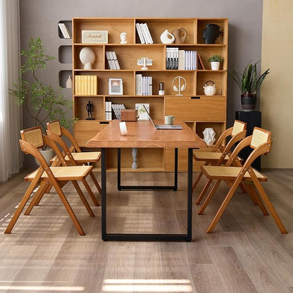 Solid Wood Office Desk, Dining Table, Desk -55 to 62 inches, Modern Farmhouse Design, can accommodate 2-8 People, Easy to Assemble, Ideal for Learning, Writing, and Dining. (55 inches)