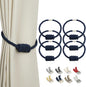 BEL AVENIR Magnetic Curtain Tiebacks, Decorative Drapery Holdbacks Modern Woven Tie-Backs with Exquisite Knot (Navy, 6 Pack)
