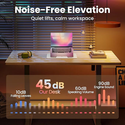 HUANUO 48" Electric Standing Desk Adjustable Height, 4 Memory Height Settings, Sit Stand Up Desk for Home Office & Computer Workstation, Light Walnut
