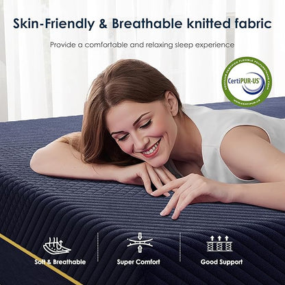 SDHYL Full Mattress, 10 Inch Gel Infused Memory Foam Mattress for Good Sleep, Bed in a Box Mid Firm CertiPUR-US Certified & Fiberglass Free, Washable Cover, 75"*54"