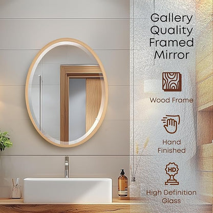 OVALCREST - Oval Wooden Beveled Wall Mirror for Home Decor, Bathroom, Vanity, Bedroom, Living Room, Hallway - London Style (Gold Paint) 17.1 x 21.1