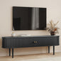 WERMO 71’’ Black TV Stand with Storage and Shelves for 65-75 Inch TVs. Black Entertainment Center with Doors for Living Room and Bedroom, Mid Century Modern Console Table, Media Cabinet (Black Oak)