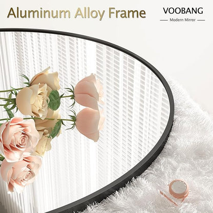 Round Mirror 15.7" Black Wall Mounted Circle Mirrors Vanity Mirror with Aluminum Alloy Frame Modern Decoration for Bathroom, Living Room, Vanity, Bedroom, Entryway