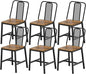Dining Chairs Set of 6, Wooden Kitchen Chairs, Farmhouse Dining Chairs with Back Support, for Living Room, Kitchen, Rustic Brown and Black CY01L6BR