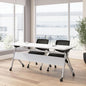 Bush Business Furniture Folding Training Table Set for 2, 72 inch, 2 Mesh Back Folding Chairs with Arms, Commercial-Grade Bundle for Office or Classroom, Envision Collection, White