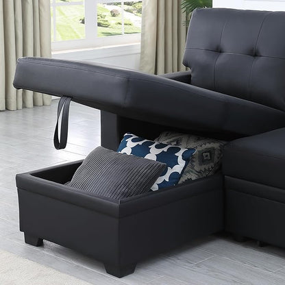 Devion Furniture Philly 4-in-1 Convertible L Shaped Couch with Pull Out Bed and Storage, Sectional Sleeper Sofa with Reversible Chaise for Living Room, Apartment, Bedroom, Office