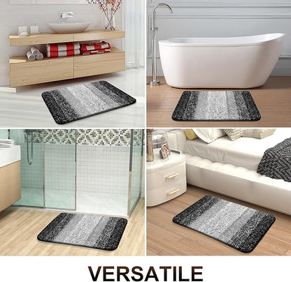 OLANLY Bathroom Runner Rugs 47x17, Extra Soft Absorbent Microfiber Bath Rugs, Rubber Backing, Quick Dry, Machine Washable Bath Mats for Bathroom Floor, Tub and Shower, Home Decor Accessories, Black