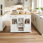 Mobile Modern Storage Island,Rolling Kitchen Island with Drop Leaf - Door Cabinet, Drawer, Bar Cart with Cabinet, Portable Cart Island Table for Kitchen,White