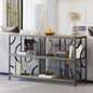 55'' Industrial Sofa Table, 3-Tier Storage Console Table with Unique Geometric Design, Behind Couch Accent Table for Entryway, Living Room, Foyer, Hallway, Office - Rustic Brown