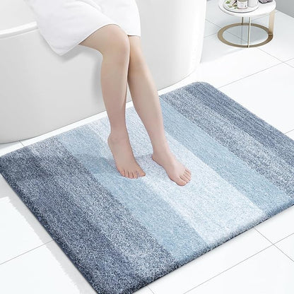 OLANLY Bathroom Rugs Mat 40x32, Extra Soft Absorbent Microfiber Bath Rugs, Rubber Backing, Quick Dry, Machine Washable Bath Mats for Bathroom Floor, Tub and Shower, Home Decor Accessories, Blue