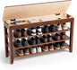 Shoe Storage Bench for Entryway - 4 Tier Shoe Rack for Front Door Entrance, Rubberwood Shoes Rack Height Adjustable, Entryway Bench with Shoes Storage for Any Room (Walnut, 39.4" W)