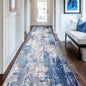 Washable Area Rugs 2'x10' Non-Slip Modern Abstract Soft for Living Room Entryway Bedroom Nursery, Print Pattern, Blue Grey Navy Gray