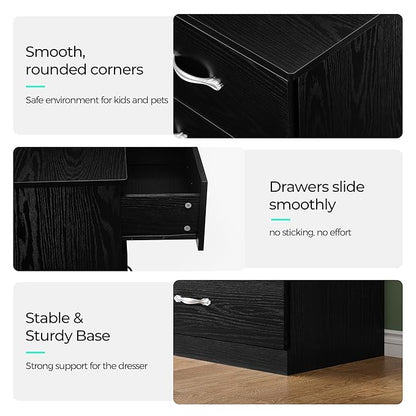 LINSY HOME 10 Drawer Dresser for Bedroom, 54" Wide Chest of Drawers, Modern TV Stand Dressers with Wood Frame and Metal Handles, Large Drawer Organizer for Bedroom, Living Room, Black