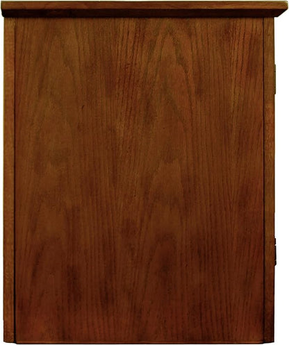 Leick Home 82350 Solid Wood Mission Oak Three Door TV Stand For 55" TVs Universal TV Console Living Room Storage Shelves Entertainment Center, Mission Oak