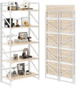 JSB No Assembly Folding Bookshelf, 5 Tier Industrial Metal Book Shelf for Storage, Vintage Wood Foldable Bookcase for Living Room, Bedroom, Office Organization Shelves