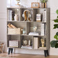 LEYAOYAO 8 Cube Bookshelf,3 Tier Bookcase with Legs,Modern Grey Mid-Century Bookshelves,Large Farmhouse Open Storage Organizer Shelf, Retro Wooden Display Book Case for Bedroom,Living Room,Office