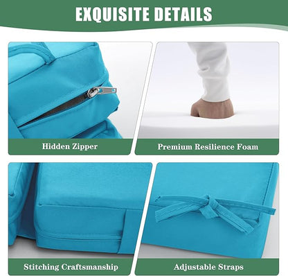 Chaise Lounge Cushions Outdoor - Waterproof and Fade Resistant Sun Lounger Replacement Cushions - Patio Lounger Pads with Removable Cover for Pool, Deck, Lawn, 80 x 26 x 3 Inch, Teal