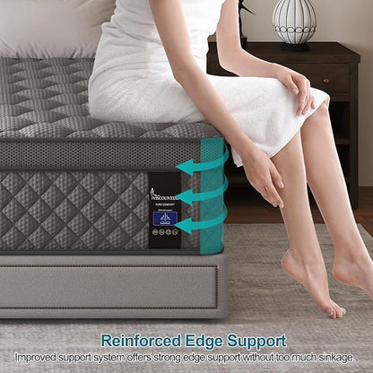 Queen Mattress, 12 Inch Hybrid Mattresses Grey, Euro Top Medium Firm for Back & Lumbar Support, 100 Night Trial, Individual Pocket Spring for Motion Isolation & Pressure Relief