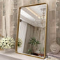 16x24 Gold Bathroom Mirror, Rounded Rectangle Gold Framed Mirror, Brushed Gold Brass Bathroom Vanity Mirror, Anti-Rust, Hangs Horizontally or Vertically