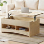 Marsail Lift Top Coffee Table with Open & Hidden Storage, Modern Fluted Coffee Table with Smooth Lift Mechanism, Sturdy Space-Saving Center Table for Home Living Room, Office, Natural Oak