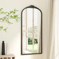 Keonjinn Arched Wall Mirror, 48" x 22" Vintage Mirror Full Length, Black Traditional Decoration Baroque Style, Ornate Mirrors for Hallway, Fireplace, French Cleat Mounting