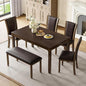 Ball & Cast 6 Piece Dining Table Set with 4 Upholstered Chairs & 1 Bench,Farmhouse Wooden Living Room Furniture for 6 W/ 58.5" Rectangle Kitchen Desk,for Restaurant,Home Bistro,Dining Room,Dark Walnut
